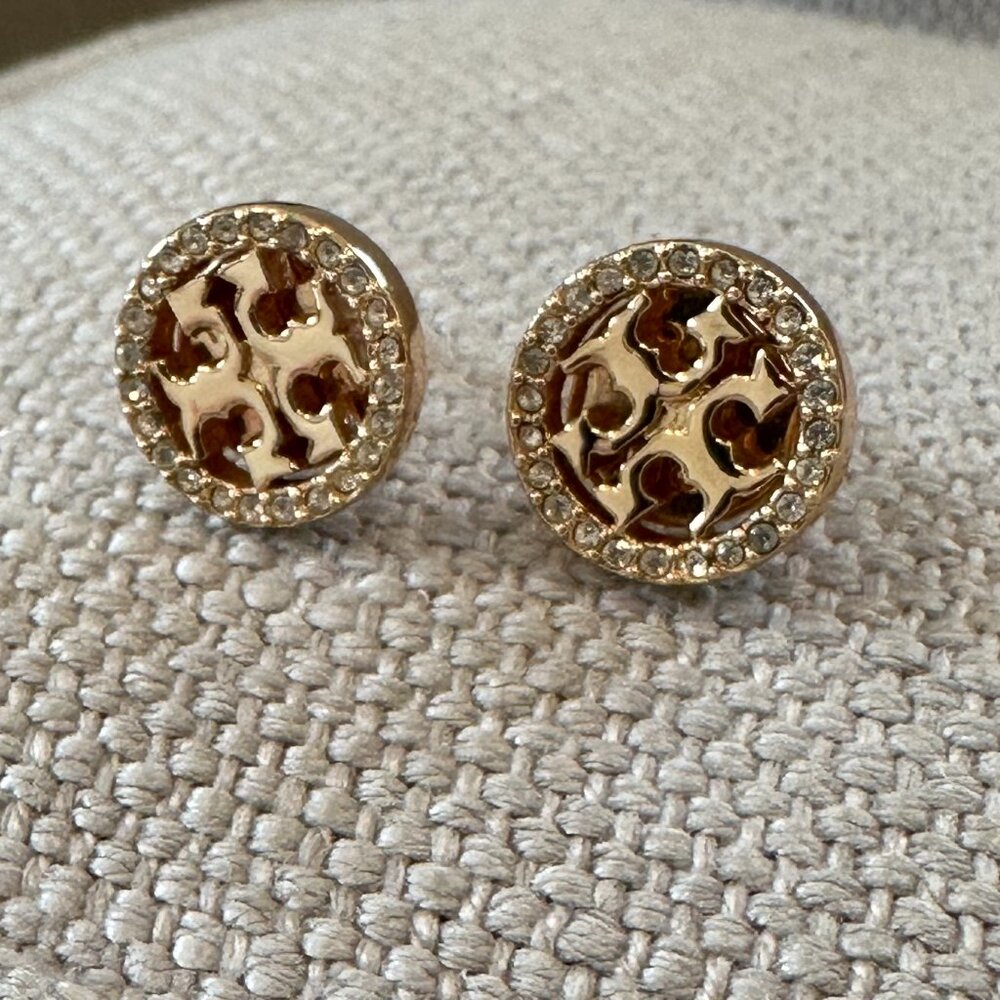Tory Burch Pave Studs in Gold Tone